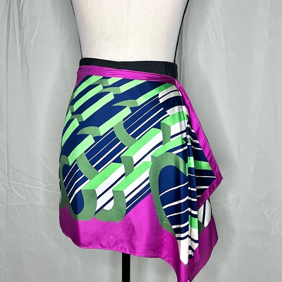 CARVEN Silk Knee-Length Scarf Skirt - Picture 3 of 7